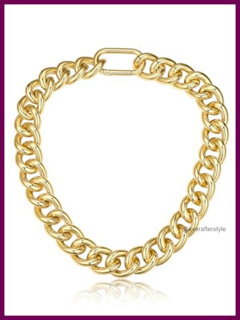 Chunky Cuban Link Gold Plated Necklace Chain 22" Statement Curb